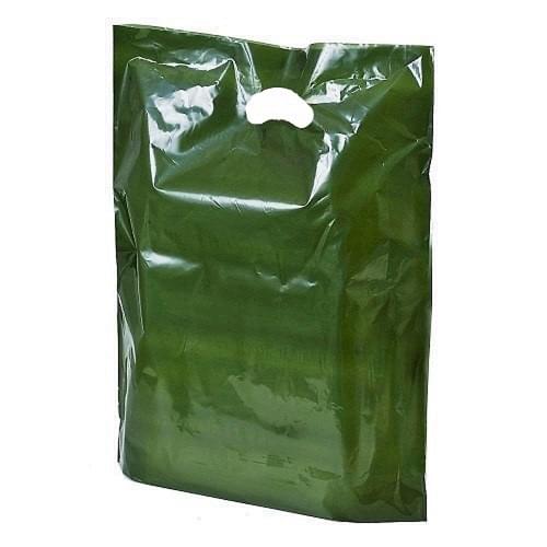 Harrods Green Polythene Varigauge Carrier Bag (250x400mm) 500/box