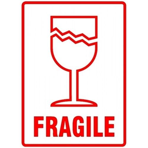 Fragile Packaging Labels (108x79mm) 500 per roll