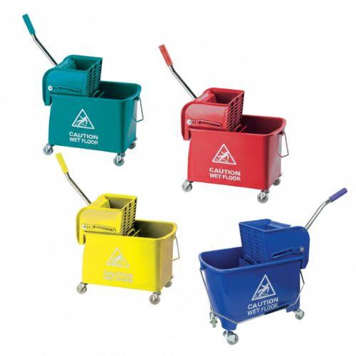 Mobile Mop Bucket and Wringer 20 Litre Colour Coded