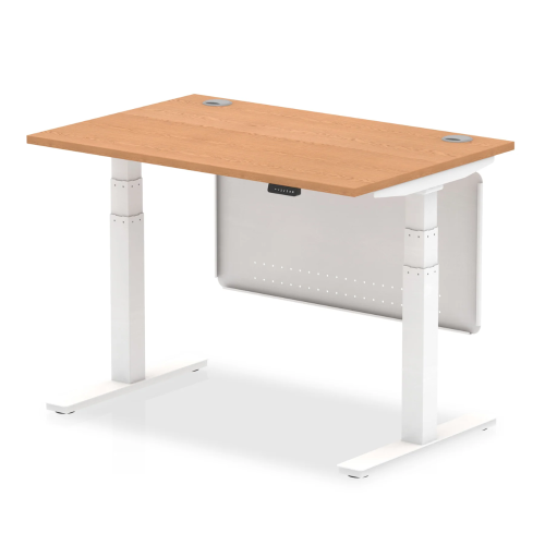 Air Modesty Height Adjustable Office Desk with Cable Ports & Modesty Panel