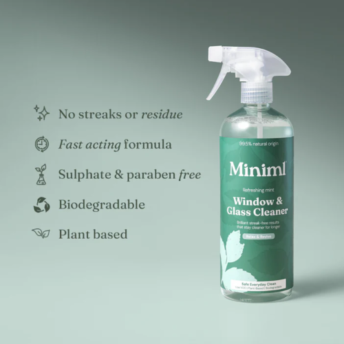Miniml Window + Glass Cleaner Mint 750ml Bottle MIN400