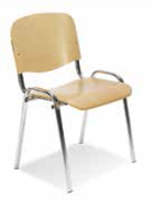 Chrome Frame 4 leg Stacking Chair Wooden Seat & Back Vinyl