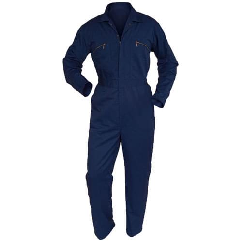 Zip Front Boiler Suit Embroidered Sleeve & Mid Back - Navy