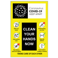 Coronavirus Clean Your Hands Sign 400mm x 600mm *ALUMINIUM*