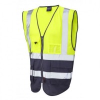 C00910-2 Executive 2 Colour Hi Viz vest (Navy/Yellow) - c/w 2 colour logo appled Mid Rear and Front RHB