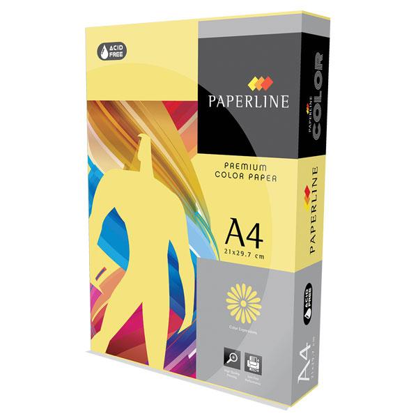 Paperline Yellow 80gsm A4 copier paper (pack of 500)-order 5 for a box