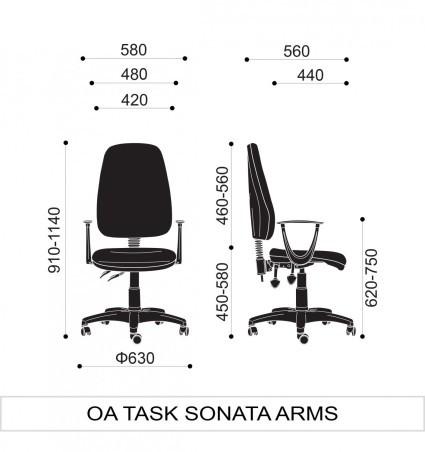 O.A Series H/Back Swivel Nylon Base - Black Vinyl c/w Arms