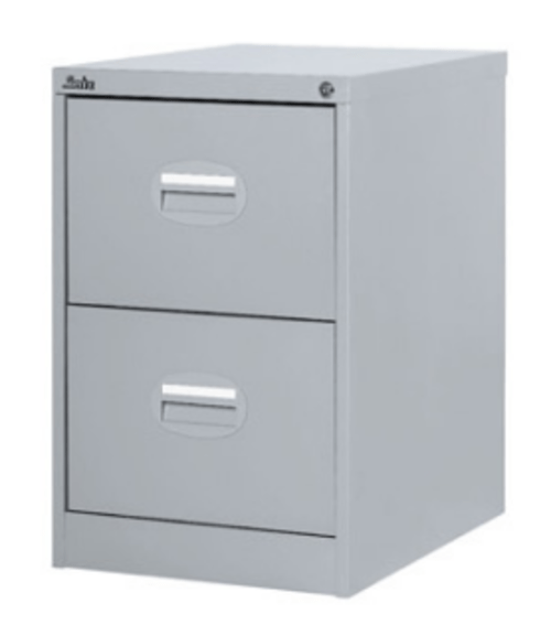 2 Drawer Metal Filing Cabinet Grey Lockable