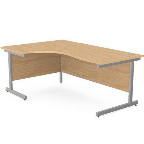 Ashford Metal Leg 1600/800 x 1200/600mm L/H Crescent Desk- Silver Leg / Beech Top
