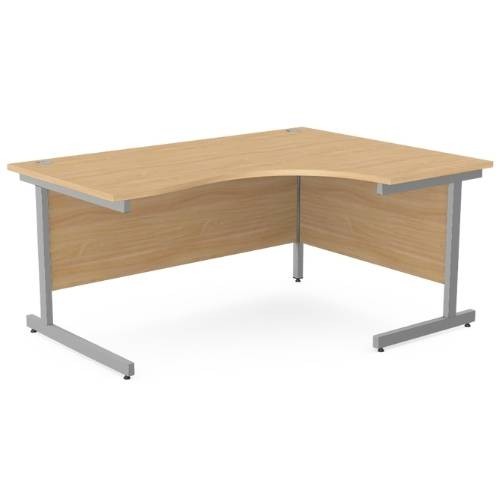 Ashford Metal Leg 1600/800 x 1200/600mm R/H Crescent Desk - Silver Leg / Beech Top