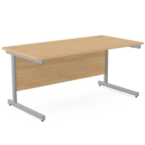Ashford Metal Leg 1600mm x 800mm Straight Desk - Silver Leg / Beech Top