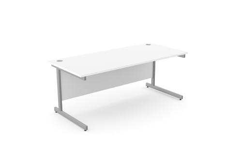 Ashford Metal Leg 1800mm x 800mm Straight Desk - Silver Leg / White Top