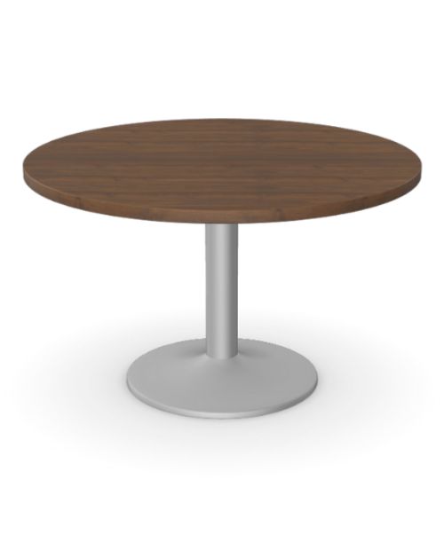 Fermo Round 1200mm Dia Table Dark Walnut with Pod Base Silver
