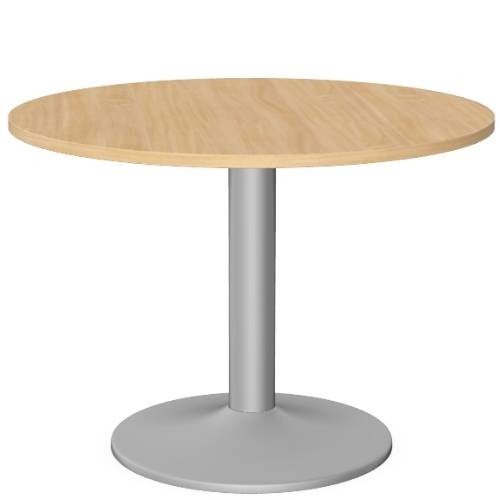 Kito Meeting Table 1000mm Round Top Silver Cylinder Base - Beech