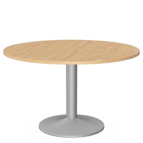 Kito Meeting Table 1200mm Round Top White Cylinder Base - Beech