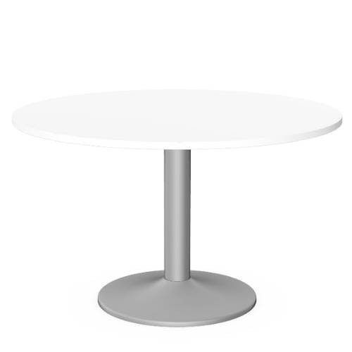 Kito Meeting Table 1200mm Round Top Silver Cylinder Base - White