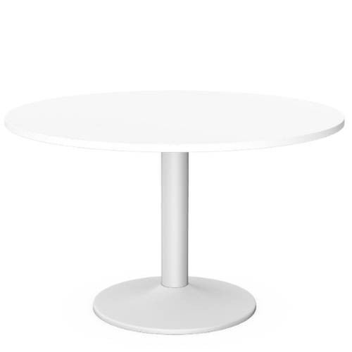 Kito Meeting Table 1200mm Round Top White Cylinder Base - White