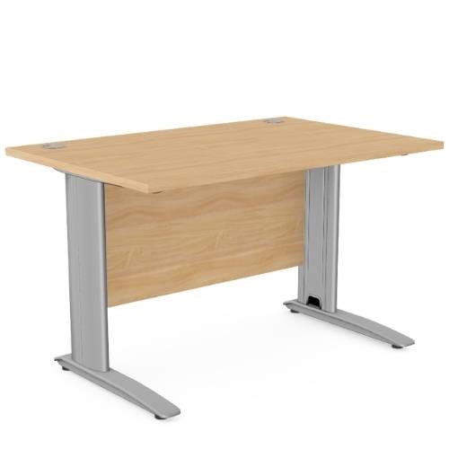 Komo Straight Desk 1200 x 800mm - Silver Leg / Beech Top