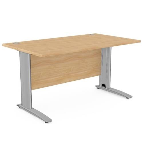 Komo Straight Desk 1400 x 800mm - Silver Leg / Beech Top