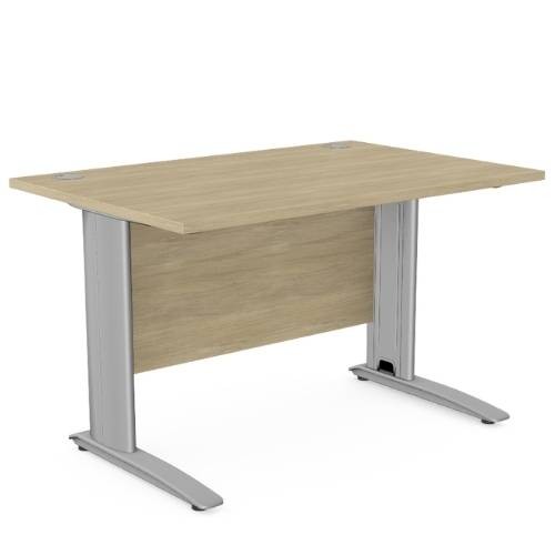 Komo Straight Desk 1200 x 800mm - Silver Leg / Urban Oak Top