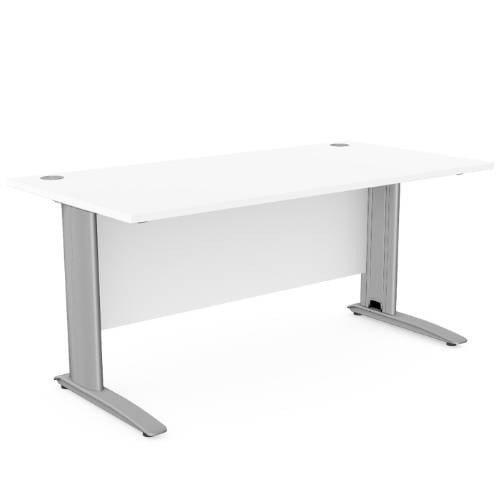 Komo Straight Desk 1600 x 800mm - Silver Leg / White Top