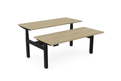 Leap Bench Desk Top With Portals, 1600 x 800mm - Urban Oak / Black Frame