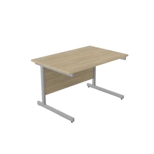 Ashford Metal Leg 1200mm x 800mm Straight Desk - Silver Leg / Urban Oak Top