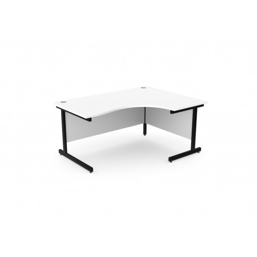 Ashford Metal Leg 1600/800 x 1200/600mm R/H Crescent Desk - Black Leg / White Top