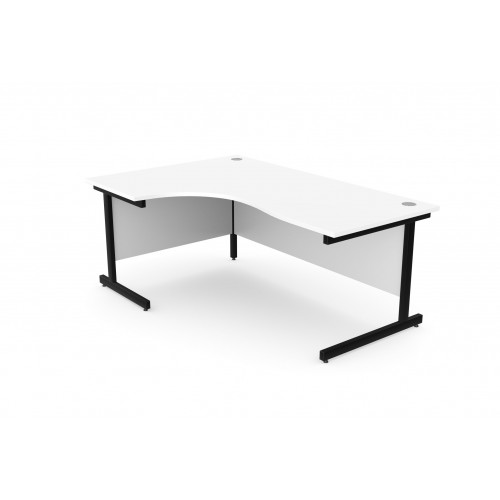 Ashford Metal Leg 1800/800 x 1200/600mm L/H Crescent Desk - Black Leg / White Top