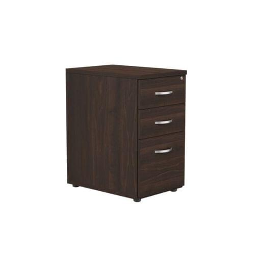 Kito Contract Desk High Pedestal 3 Drawer 600mm Deep - Dark Walnut