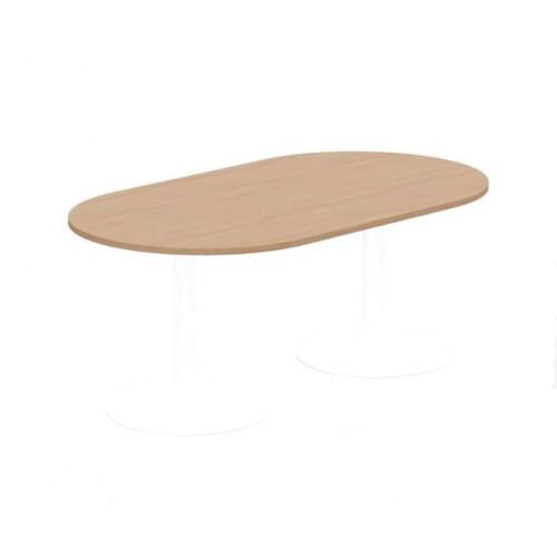 Kito Meeting Table Oval White Cylinder Base 1800w x 1000d - Beech