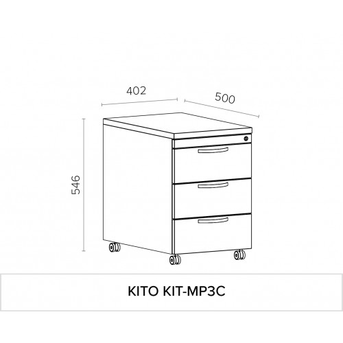 Kito Contract Mobile Pedestal 3 Drawer - Urban Oak