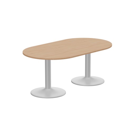 Kito Meeting Table Oval Silver Cylinder Base 1800w x 1000d - Beech