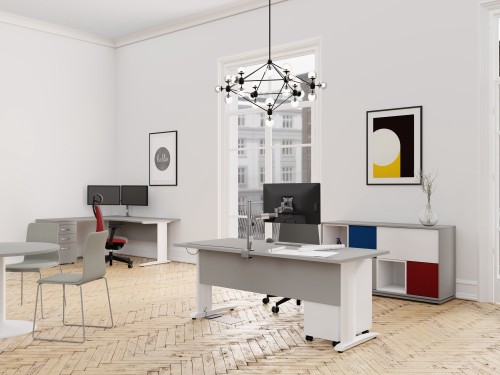 Komo Straight Desk 1600 x 800mm - Silver Leg / White Top