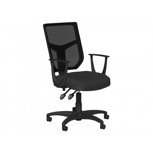 O.A. High Back Mesh Chair 2 Lever Nylon Base Sonata Arms - Black Mesh - Evert Black E001