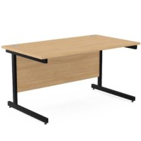 Ashford Metal Leg 1400mm x 800mm Straight Desk - Black Leg / Beech Top