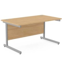 Ashford Metal Leg 1400mm x 800mm Straight Desk - Silver Leg / White Top