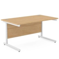 Ashford Metal Leg 1400mm x 800mm Straight Desk - White Leg / Beech Top
