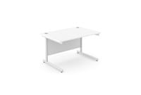 Ashford Metal Leg 1200mm x 800mm Straight Desk - White Leg / White Top
