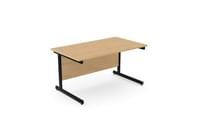 Ashford Metal Leg 1400mm x 800mm Straight Desk - Black Leg / Beech Top