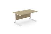 Ashford Metal Leg 1400mm x 800mm Straight Desk - White Leg / Urban Oak Top