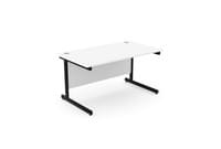 Ashford Metal Leg 1400mm x 800mm Straight Desk - Black Leg / White Top