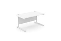 Ashford Metal Leg 1400mm x 800mm Straight Desk - White Leg / White Top