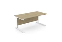 Ashford Metal Leg 1600mm x 800mm Straight Desk - White Leg / Urban Oak Top