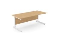 Ashford Metal Leg 1800mm x 800mm Straight Desk - White Leg / Beech Top