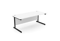 Ashford Metal Leg 1800mm x 800mm Straight Desk - Black Leg / White Top
