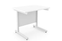 Ashford Metal Leg 800mm x 600mm Straight Desk - White Leg / White Top