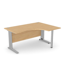 Komo Crescent Desk 1600/800 x 1200/600mm R/Hand - Silver Leg / Beech Top