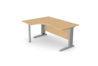 Komo Crescent Desk 1600 x 1200mm L/Hand - Silver Leg / Beech Top