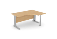 Komo Crescent Desk 1600 x 1200mm R/Hand - Silver Leg / Beech Top